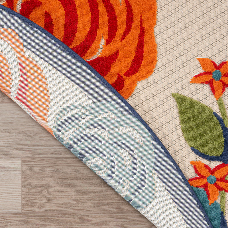 Lark Manor Aifric Flatweave Ivory/Orange/Blue Indoor/Outdoor Rug